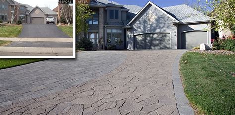 Driveway Before And After Featuring Belgard Pavers Welcoming