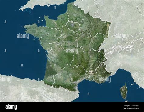 Satellitenansicht Von Frankreich Mit Neuen Region Grenzen Diese Karte