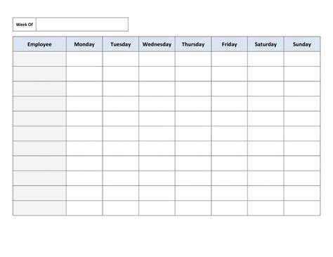 Blank Monthly Work Schedule Template Unique Free Printable Work
