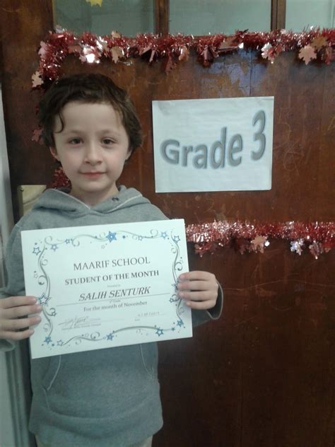 3rd Grade At Maarif School Novembers Student Of The Month