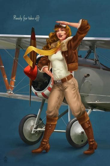 Pinup Girl Aviator Ready For Take Off Prints Lantern Press