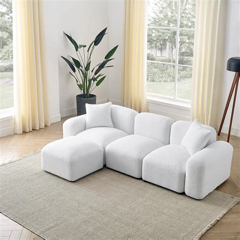 Modern Minimalist Convertible Modular Sectional Sofa, L-Shaped