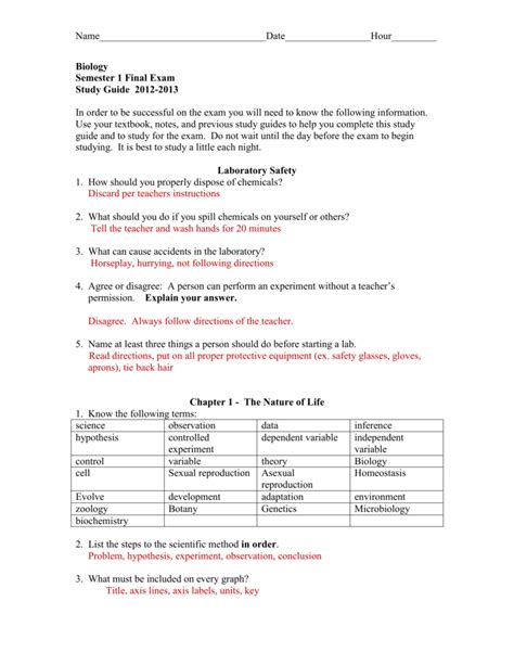 Biology Study Guide Chapter 1 The Science Of Biology Answers Study Poster