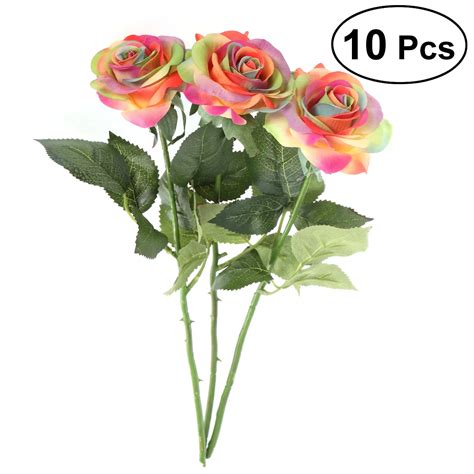 10pcs silk artificial flower fake floral rose flower simulation rose for home hotel office