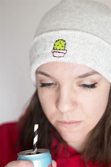 Embroidered Beanie Diy Make This Quick Cute Update To Your Cap