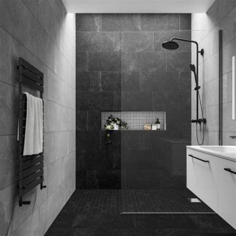 20 Impressive Black Floor Tiles Design Ideas For Modern Bathroom