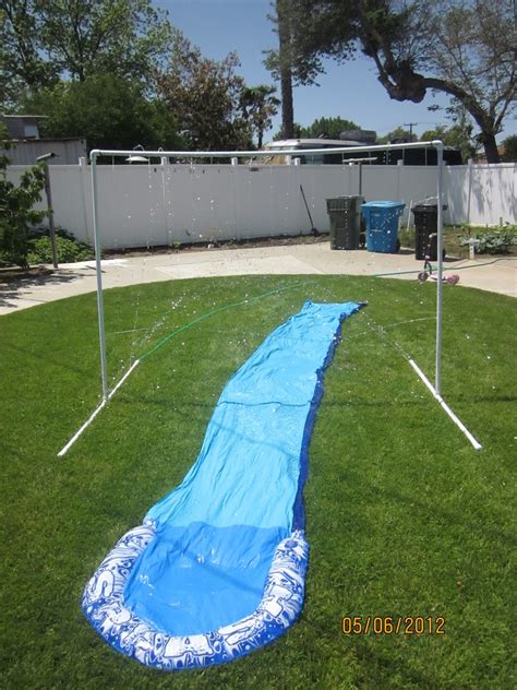 Slip and slides bring the excitement of water recreation right to your backyard, giving both you and your kids an exciting activity that works to beat the coming in all different shapes and sizes, slip and slides are used by both young children and full grown adults. Pintresting Challenge: PVC sprinkler and slip 'n' slide