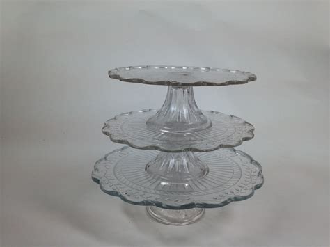 3 Tiered Pedestal Glass Cake Stand Stackable Three Tier Cake Stand