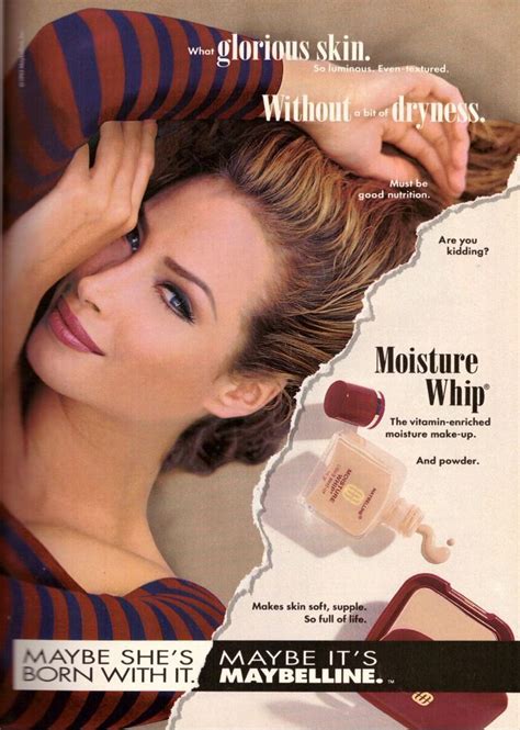 1993 Maybelline Cosmetics Christy Turlington Print Ad Vintage Advertisement 90s Maybelline