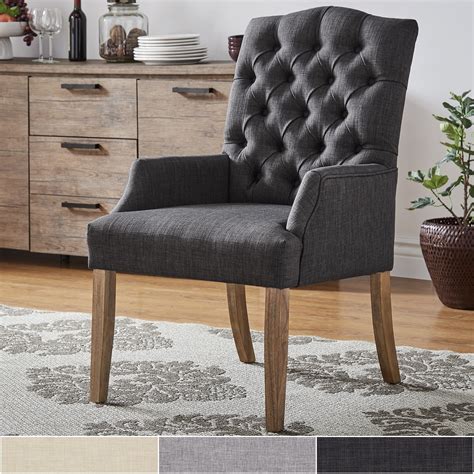 Inspire Q Benchwright Premium Tufted Linen Dining Arm Chair By Artisan