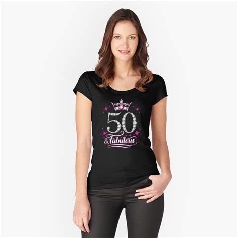 50th Birthday T Shirt Fifty And Fabulous Design For Ladies T Shirt By Iclipart Redbubble