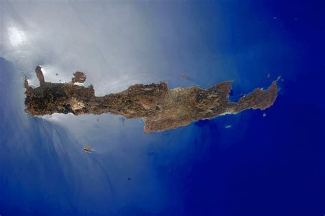 Hd Wallpaper Satellite Image Of Crete Photo Greece Island Public
