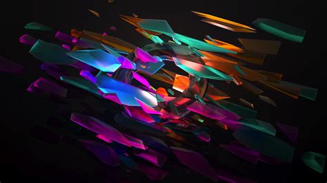 Download 1920x1080 Wallpaper Colorful Crystal Pieces Abstract Full