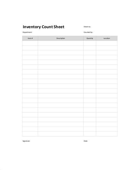 Inventory Count Sheet Template 8 Free Word Pdf Documents Download