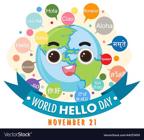 World Hello Day Banner Design Royalty Free Vector Image