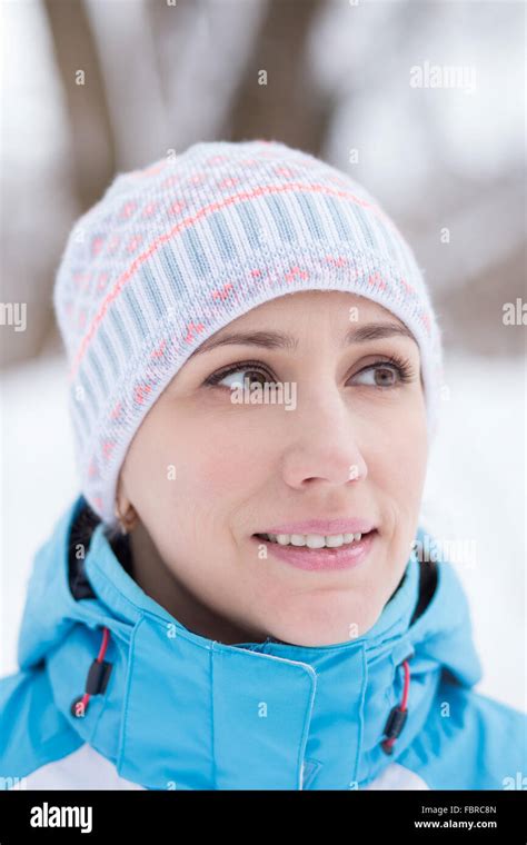 Close Up Portrait Of Young Caucasian Woman In Sportswear Smiling Girl