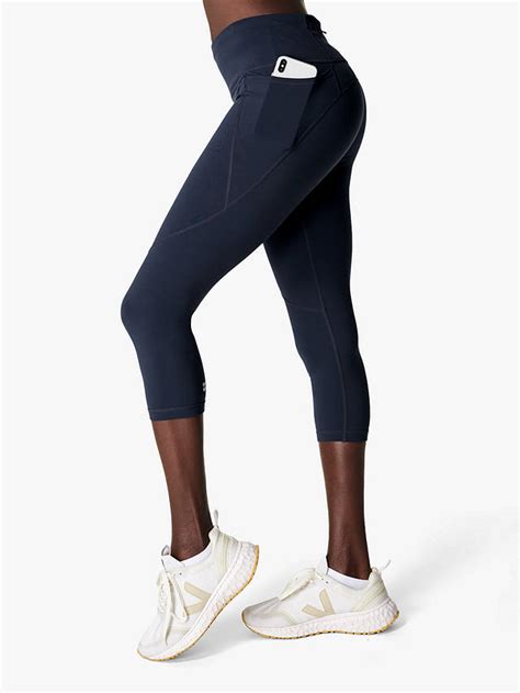 sweaty betty power cropped gym leggings navy blue at john lewis and partners