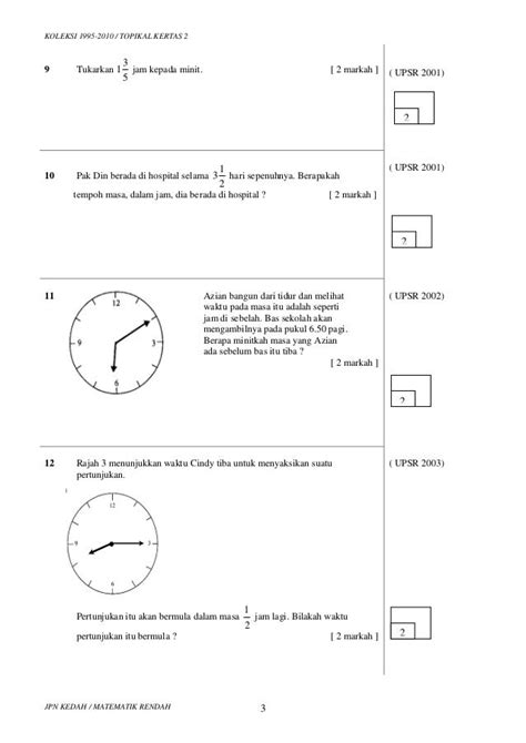Latihan Matematik Tahun 4 Tajuk Masa Dan Waktu Wallpaper