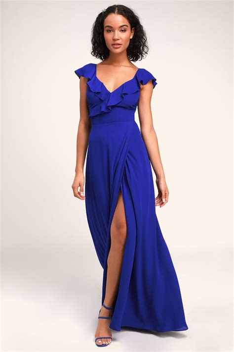 Stunning Maxi Dress Royal Blue Maxi Dress Ruffled Maxi Dress Lulus