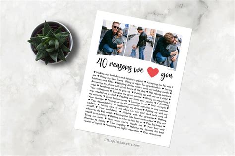 Fully Editable Template 40 Reasons We Love You Custom Photo Etsy