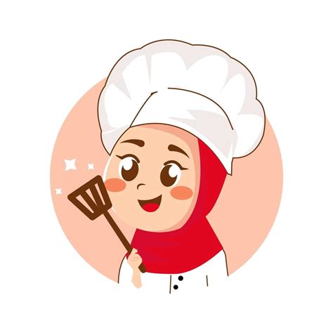 Vector Illustration Of Cute Chef Wearing Hijab 11816448 Vector Art At