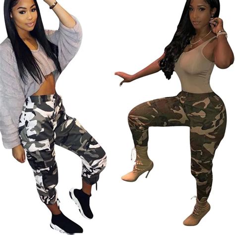 2018 harajuku camouflage pants womens camouflage pants camo casual cargo joggers trousers hip