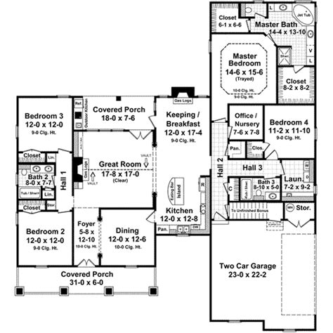 Country House Plan 4 Bedrooms 3 Bath 2500 Sq Ft Plan 2 242