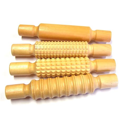 Small Patterned Wooden Rolling Pins Set Of 4 Mb781 4 Primary Ict