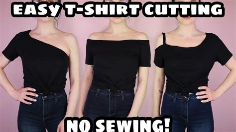 Diy T Shirt Cutting Easy Off The Shoulder One Shoulder And