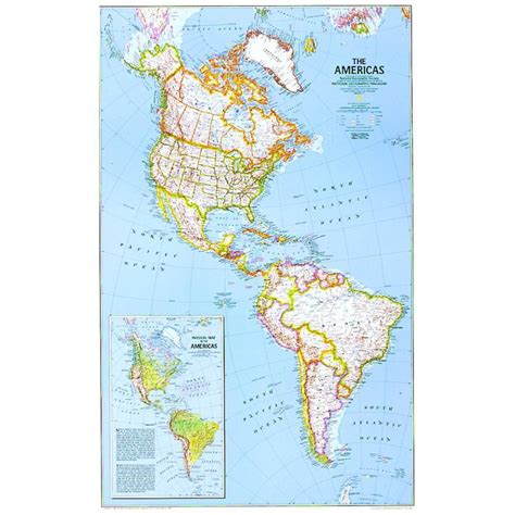 National Geographic Continent Map North And South America Politically