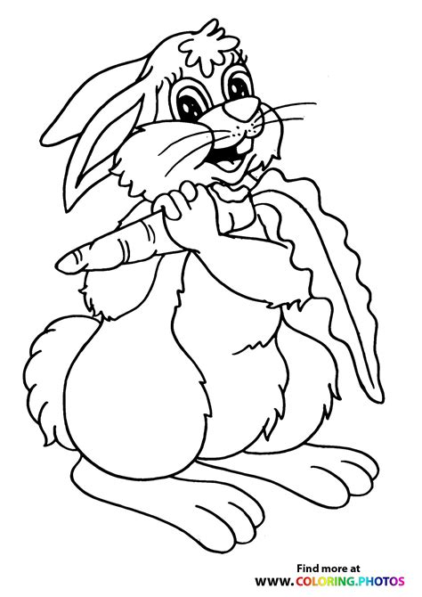 Rabbit Eating Carrot Coloring Pages For Kids