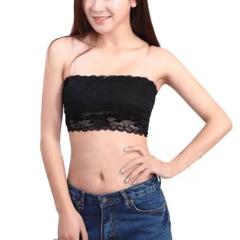 2 Colors Sexy Soft Bra Lace Women Slim Stretch Strapless Boob Tube Top Bandeau Free Shipping In