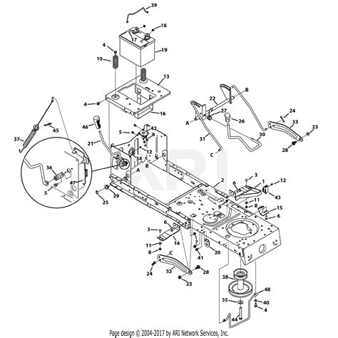 Mtd 13w2775s231 Lt4200 2013 Parts Diagram For Frame And Pto Lift