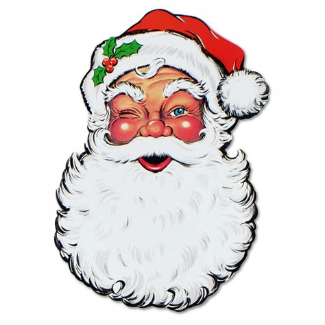 Pack Of 12 Double Sided Traditional Santa Claus Face Cutout Christmas Decorations 26