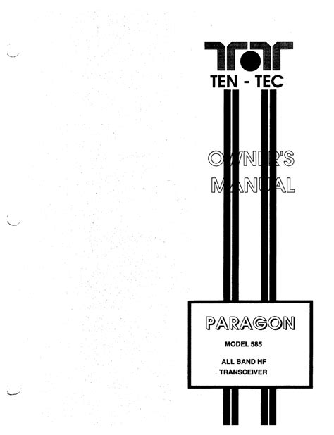 Ten Tec 585 Paragon Owners Manual Pdf Download Manualslib