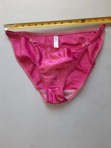 vintage delicates pink shiny satiny sissy string bikini panties sized 8