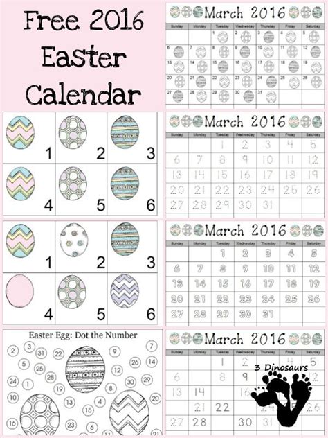 Free 2016 Easter Calendar Printable Easter Calendar Calendar
