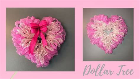 Dollar Tree Valentines Day Heart Wreath Using 2 Colors Of 6 Inch Deco
