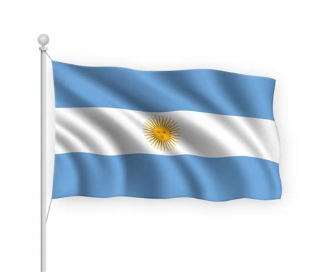 Premium Vector Flag Argentina On Flagpole Isolated On White