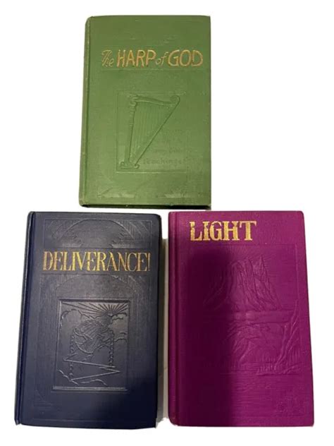 Three Watchtower Rutherford Books Harp Of God Deliverance Light Book