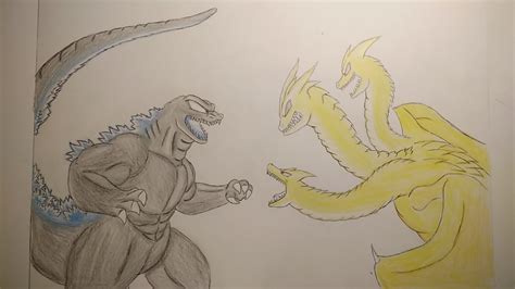 Drawing Godzilla Vs King Ghidorah Youtube