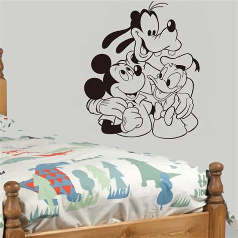 Creative Diy Bedroom Cute Mickey Mouse And Donald Duck And Goofy Wall
