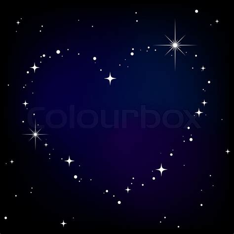 Star Heart In Night Sky Stock Vector Colourbox