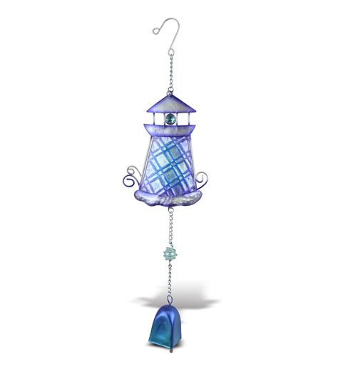 Cota Global Purple Lighthouse Hanging Sea Glass Wind Chime 1772 Inch