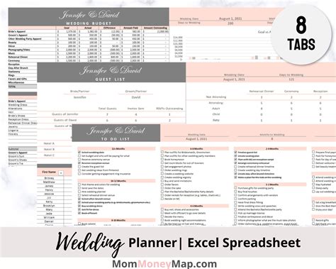 Wedding Planning Excel Spreadsheet Bundle Wedding Planner Etsy Ireland
