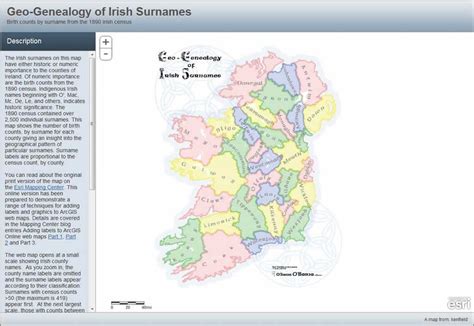Geo Genealogy Of Irish Surnames Web Map Created For Arcgis Online Map
