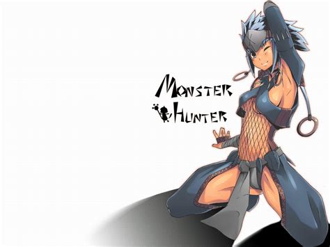 Blue Hair Monster Hunter Nargacuga Armor White Wink Yukari