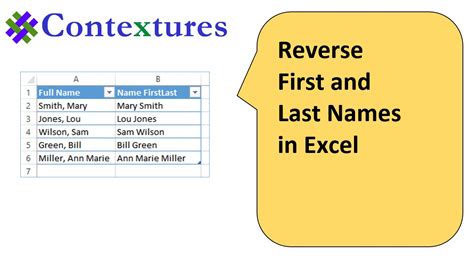 Some of the names given to individuals include the first name, optional middle. Reverse First and Last Names in Excel - YouTube
