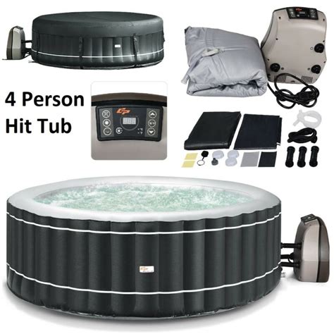 Portable Hot Tub Spa Inflatable 4 Person Massage Pool Heated Tubs Bubble Gray For Sale From