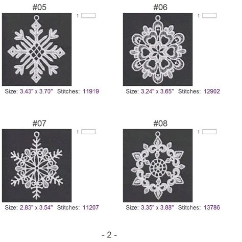 Fsl Snowflakes Free Standing Lace Ornament Machine Embroidery Etsy Uk